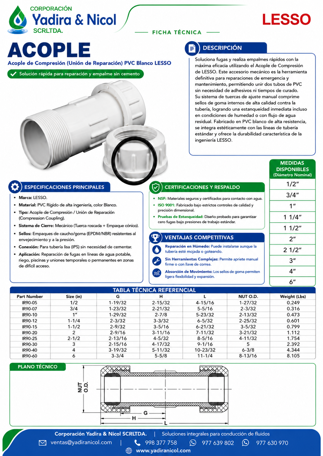 ACOPLE BLANCO PVC LESSO