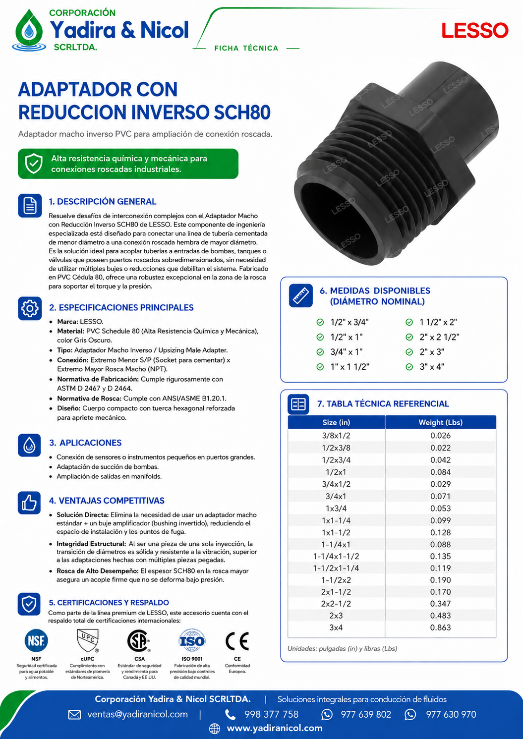 ADAPTAFOR INVERSO SCH80