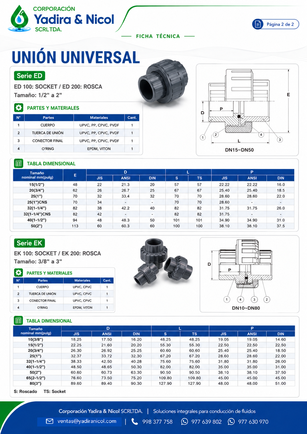 UNIÓN UNIVERSAL GRIS A PRESIÓN PVC SH-DFP