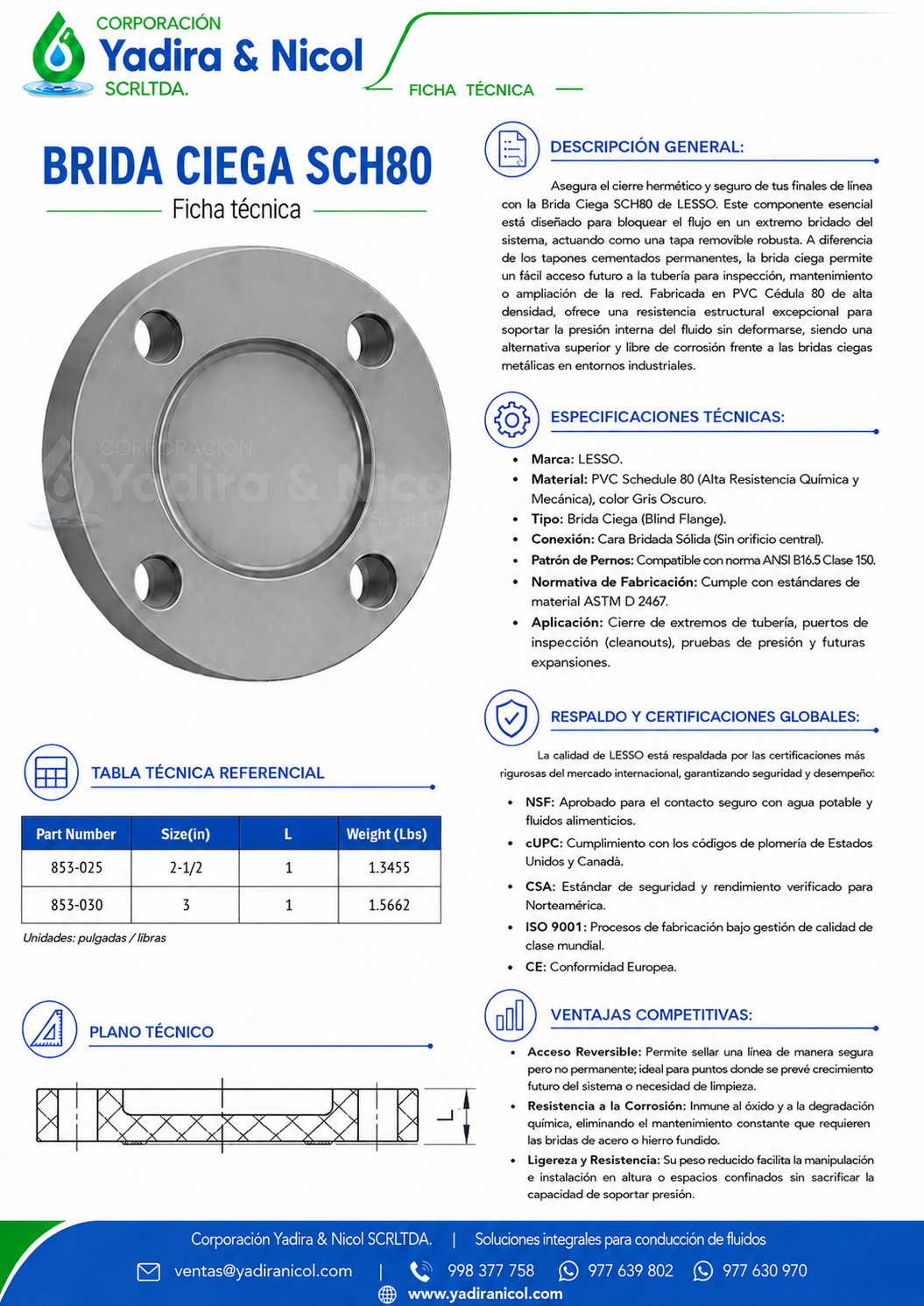 BRIDA CIEGA PVC SCH-80 LESSO