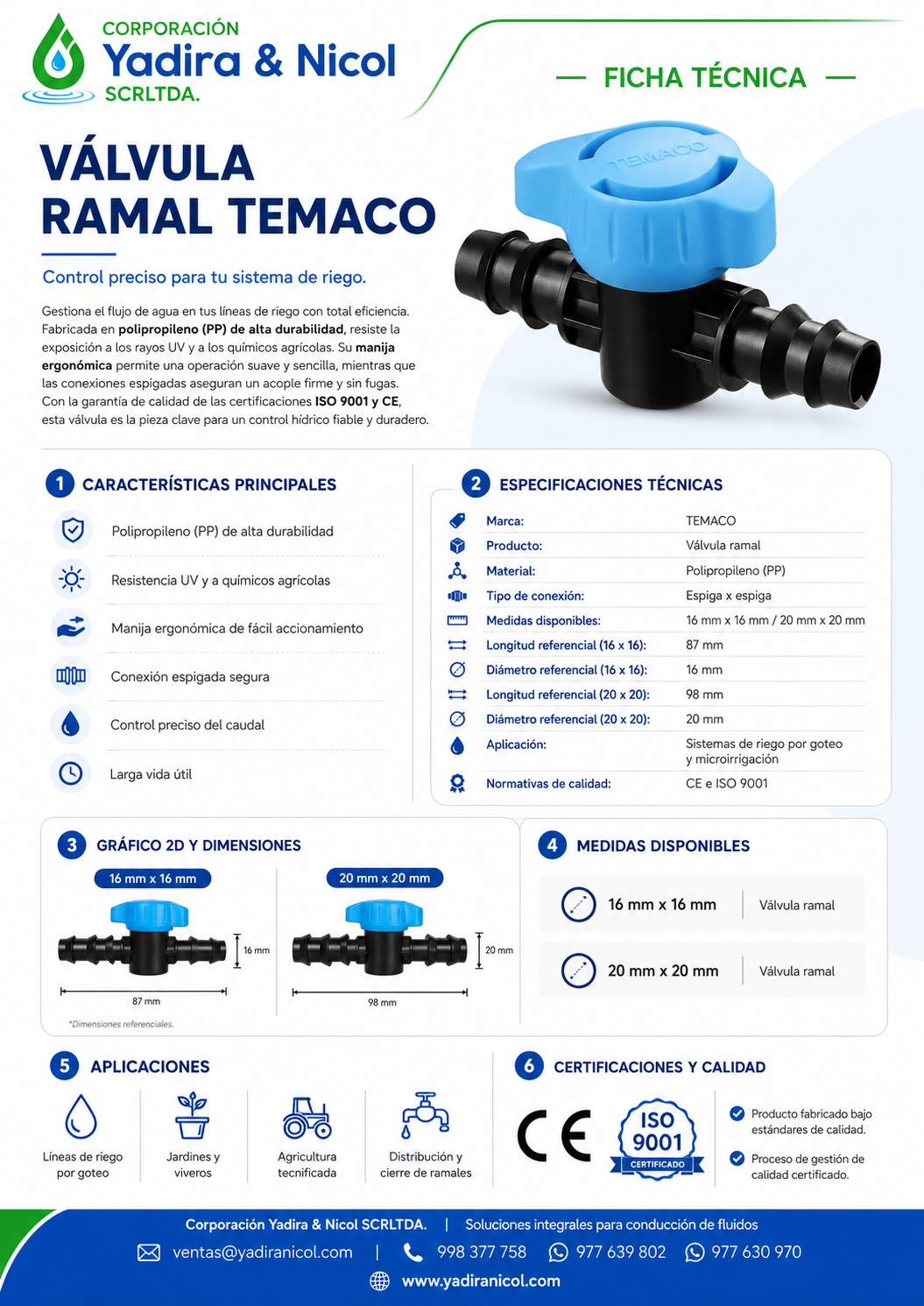 VÁLVULA RAMAL HDPE TEMACO