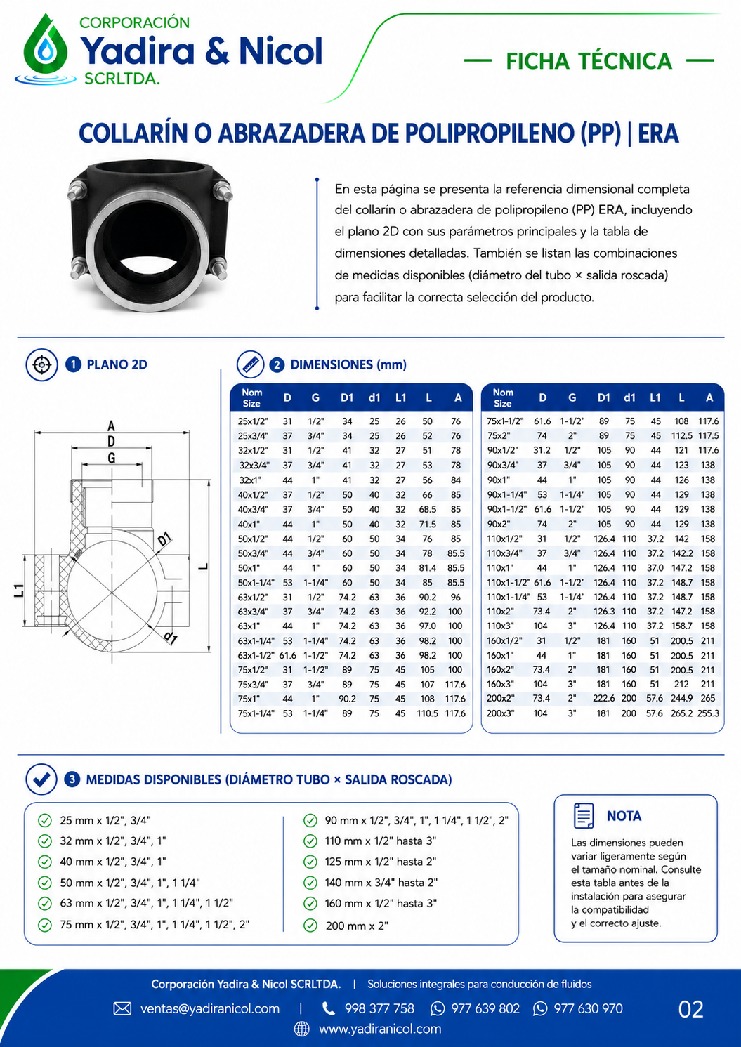 COLLARIN O ABRAZADERA HDPE ERA