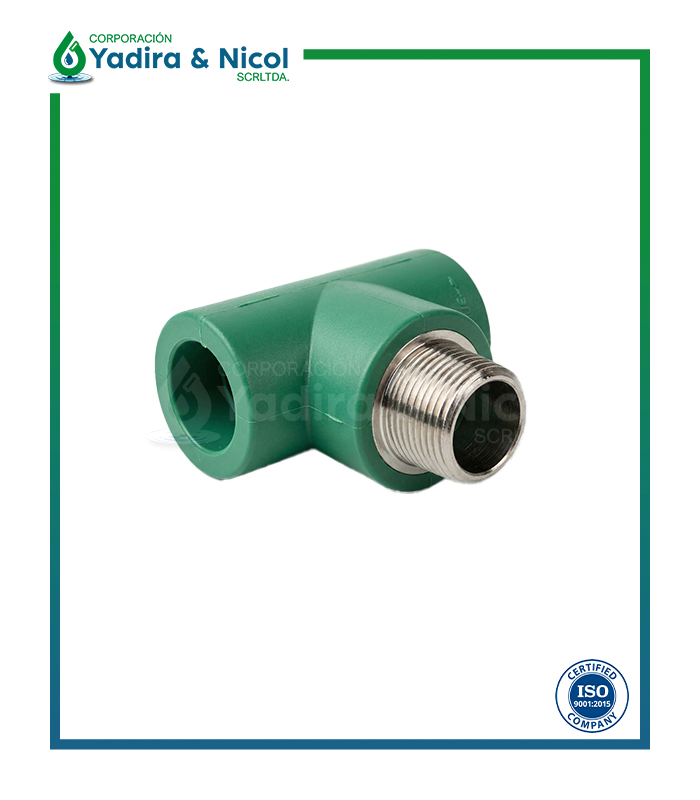 TEE CON ROSCA MACHO CON INSERTO DE METAL PPR ROTOPLAS