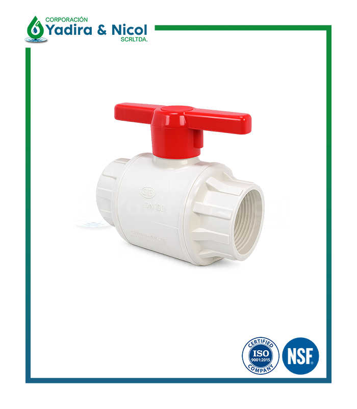 VÁLVULA ESFERICA BLANCO CON ROSCA PVC SH-DFP