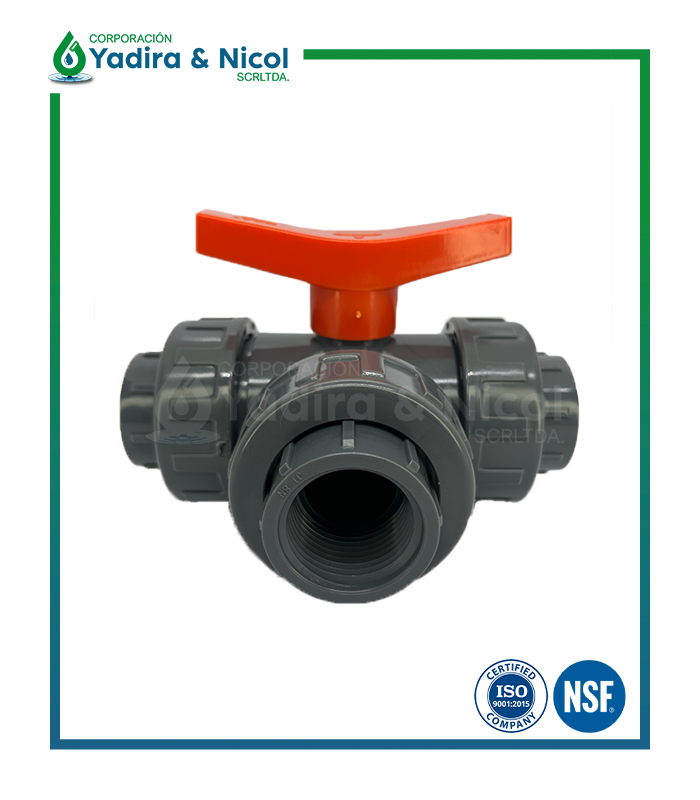 VÁLVULA TRIPLE CON ROSCA PVC SCH-80 ERA